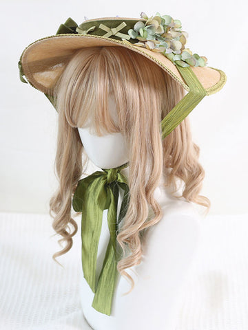 Pastoral Style Lolita Hat Purple Bows Ruffles Flowers Accessory Lolita Accessories
