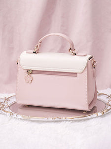 Academic Lolita Bag Pink Polyester Sakura Pattern PU Leather Cross-body Bag Lolita Accessories