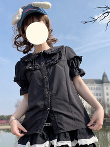 Academic Lolita Blouses Lolita Top Bows Ruffles Long Sleeves Blouse Apricot Lolita Shirt