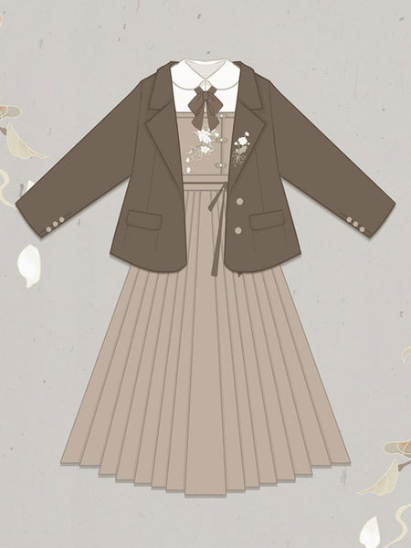 Academic Lolita Coats Coffee Brown Coat Overcoat Polyester Spring Lolita Outwears