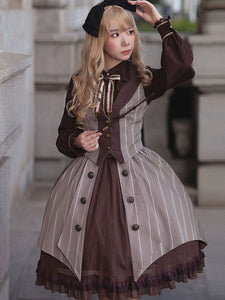 Academic Lolita Coats Coffee Brown Infanta Polyester Top Top Summer Lolita Outwears