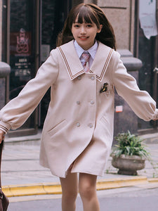 Academic Lolita Coats Ecru White Coat Overcoat Polyester Fall Lolita Outwears