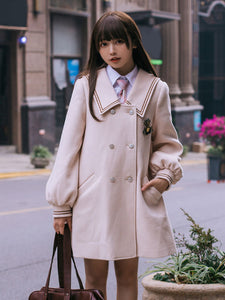 Academic Lolita Coats Ecru White Coat Overcoat Polyester Fall Lolita Outwears