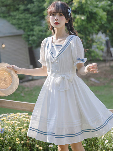 Academic Lolita OP Dress White Bows Lolita One Piece Dresses