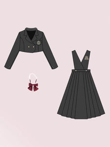 Academic Lolita Outfits Black Long Sleeves Cravat Overcoat