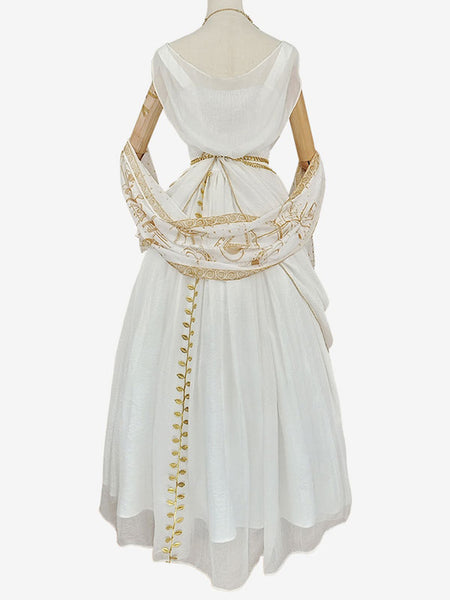 Academic Lolita Outfits White Embroidered Sleeveless Accessory Dress Cloak