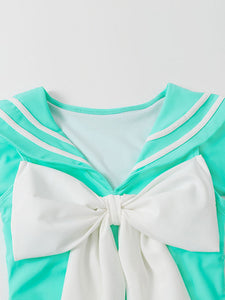 Academic Lolita Swimsuits Mint Green Bows Sleeveless One Piece