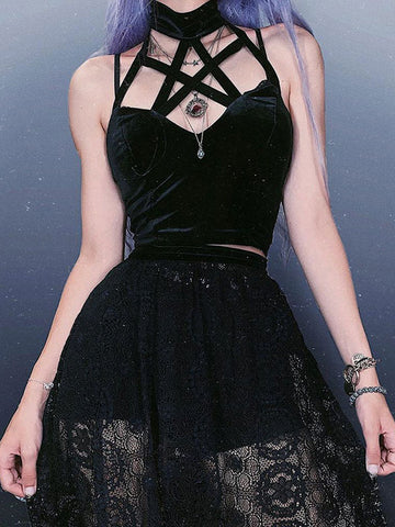 Black Gothic Camisole Top Halter Lolita Top
