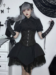 Black Gothic Lolita SK Ruffles Lace Lolita Skirts