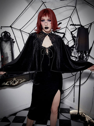 Black Gothic Poncho Polyester Rivet Spring Lolita Outwears