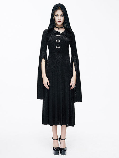 Black Gothic Punk Long Sleeves Back Bandage Lolita Dress