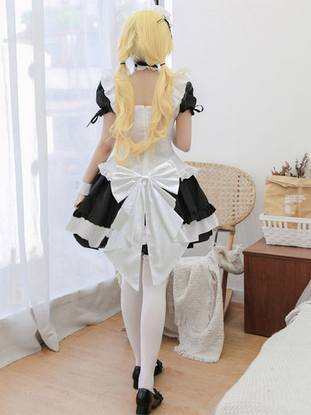 Black Lolita Outfits Bows Bell Short Sleeves Headwear Top