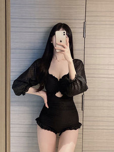 Black Lolita Outfits Ruffles Long Sleeves Jumpsuit