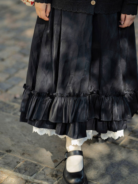 Black Lolita SK Bows Ruffles Lolita Skirts