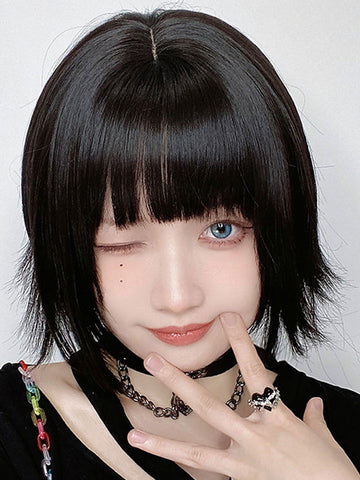 Black Lolita Wigs Short Heat-resistant Fiber Lolita Accessories