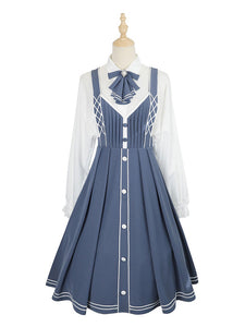 Chinese Lolita JSK Dress Draped Light Sky Blue Lolita Jumper Skirts