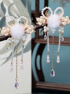 Chinese Style Lolita Accessories Champagne Pom Poms Chains Pearls Metal Accessory Miscellaneous