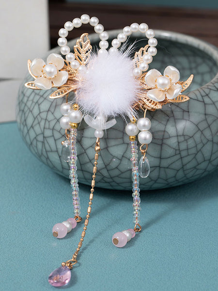 Chinese Style Lolita Accessories Champagne Pom Poms Chains Pearls Metal Accessory Miscellaneous