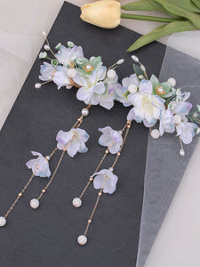 Chinese Style Lolita Accessories Lilac Pearls Chains Flowers Metal Accessory Miscellaneous