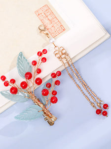 Chinese Style Lolita Accessories Red Chains Metal Headwear Miscellaneous