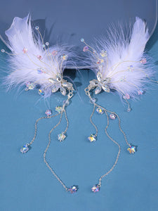 Chinese Style Lolita Accessories White Chains Flowers Rhinestones Metal Headwear Miscellaneous