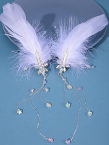 Chinese Style Lolita Accessories White Chains Flowers Rhinestones Metal Headwear Miscellaneous