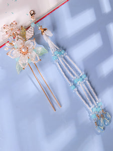 Chinese Style Lolita Accessories White Pearls Flowers Accessory Metal Miscellaneous