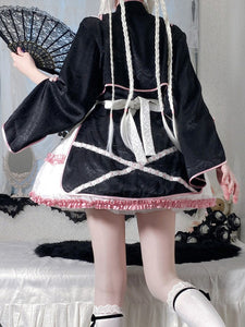 Chinese Style Lolita Dress Bows Sleeveless Jacquard Chinese Style Green Chinese Style Lolita