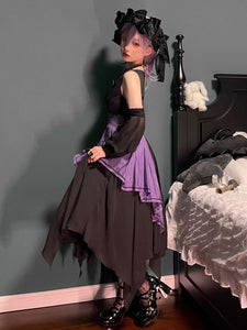 Chinese Style Lolita Dress Chains Sleeveless Polyester Chinese Style Two-Tone Black Chinese Style Lolita