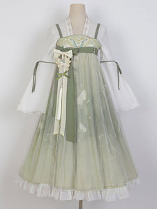 Chinese Style Lolita Dress Embroidered Sleeveless Polyester Chinese Style Floral Print Light Green Chinese Style Lolita