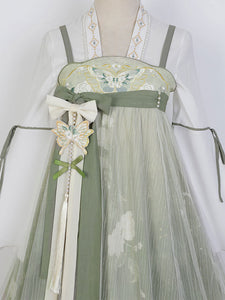 Chinese Style Lolita Dress Embroidered Sleeveless Polyester Chinese Style Floral Print Light Green Chinese Style Lolita