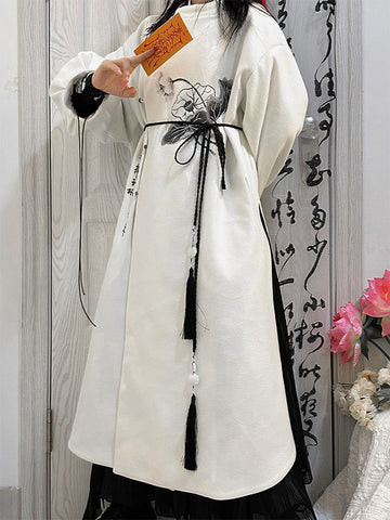 Chinese Style Lolita Dress Lace Up Long Sleeves Chiffon Chinese Style Ink Art White Chinese Style Lolita