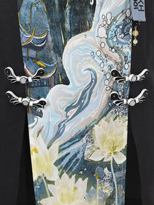 Chinese Style Lolita Dress Lace Up Short Sleeves Polyester Chinese Style Ink Art Black Chinese Style Lolita