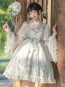 Chinese Style Lolita Dress Lace Up Sleeveless Polyester Chinese Style Animal Print Pewter Chinese Style Lolita
