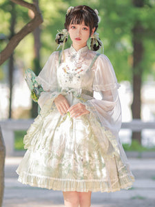 Chinese Style Lolita Dress Lace Up Sleeveless Polyester Chinese Style Animal Print Pewter Chinese Style Lolita