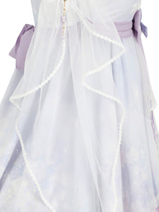Chinese Style Lolita Dress Pearls Sleeveless Polyester Chinese Style Animal Print Lavender Chinese Style Lolita