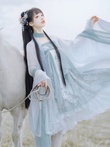 Chinese Style Lolita Dress Ruffles Sleeveless Polyester Chinese Style Floral Print Light Green Chinese Style Lolita