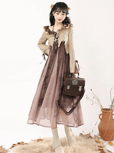 Chinese Style Lolita Dress Ruffles Sleeveless Polyester Chinese Style Lace Blush Pink Chinese Style Lolita