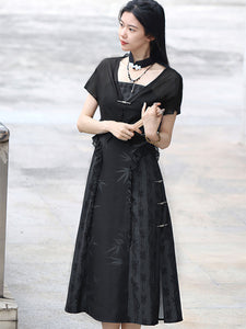 Chinese Style Lolita Outfits Black Sleeveless Overcoat Oversleeves Accessory