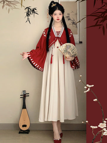 Chinese Style Lolita Outfits Ecru White Long Sleeves Dress Overcoat