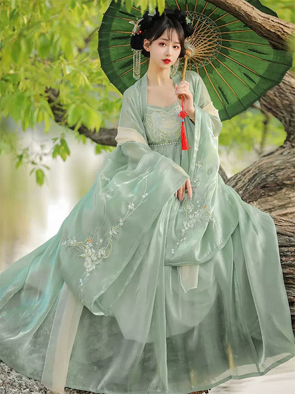 Chinese Style Lolita Outfits Green Embroidered Long Sleeves Overcoat Jumper