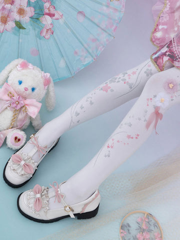Chinese Style Lolita Stocking White Flowers Accessory Polyester Lace Lolita Accessories