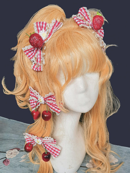 Classic Lolita Accessories Infanta Burgundy Pearls Bows Polyester Accessory Bow Miscellaneous