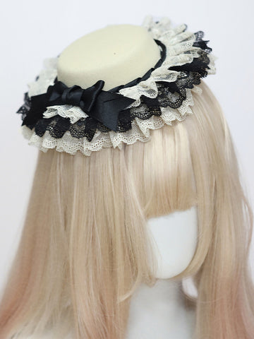 Classic Lolita Hat Black Bows Ruffles Accessory Lace Lolita Accessories