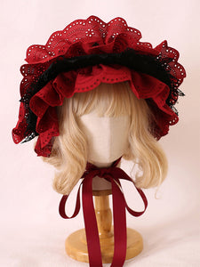 Classic Lolita Hat Burgundy Flowers Accessory Lace Polyester Lolita Accessories