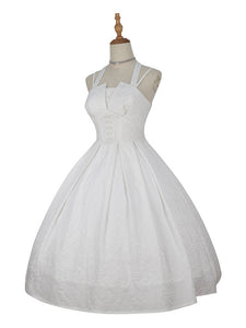 Classic Lolita JSK Dress Chinese White Sleeveless Jeweled Lolita Jumper Skirts