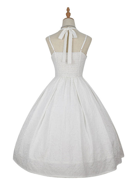 Classic Lolita JSK Dress Chinese White Sleeveless Jeweled Lolita Jumper Skirts