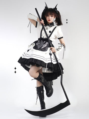 Classic Lolita SK Japanese Two-Tone Split Color Pleated Lolita Skirts