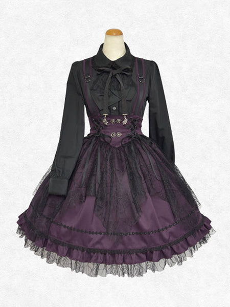 Classic Lolita SK Lace Lace Up Purple Lolita Skirts