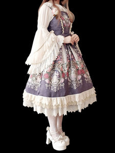 Classical Lolita Dress Chiffon Bows Lolita Dresses Sleeveless Deep Blue